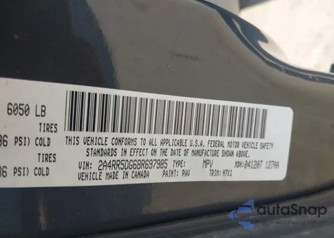 2011 Chrysler Town & Country Touring из США, поврежденный, VIN 2A4RR5DG6BR697985